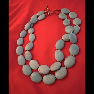 Faux Turquoise Double Strand Necklace